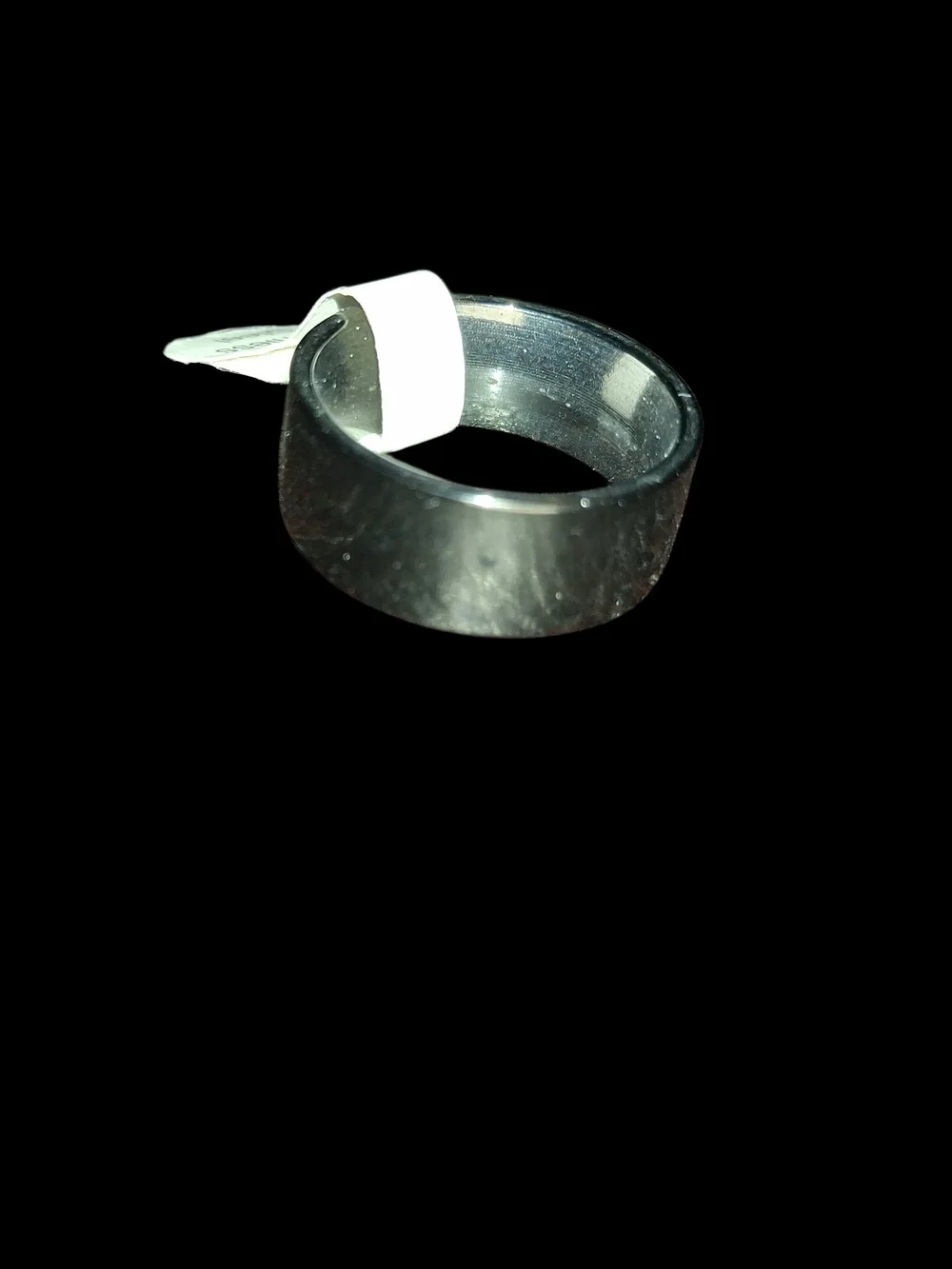 Black Wide Band Stainless Steel Mens Engagement Wedding Ring